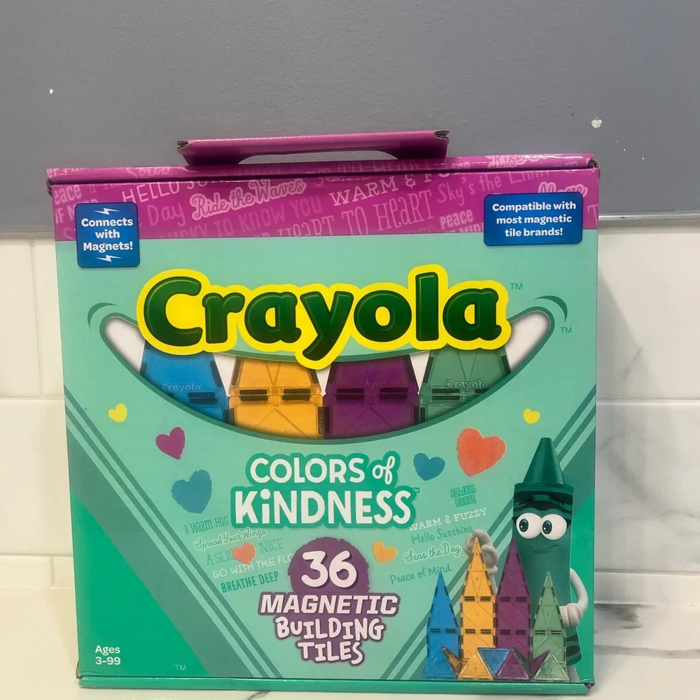 New CreateOn Crayola Colors Kindness Magnetic Tiles, Building Kids Set Ages 3/up